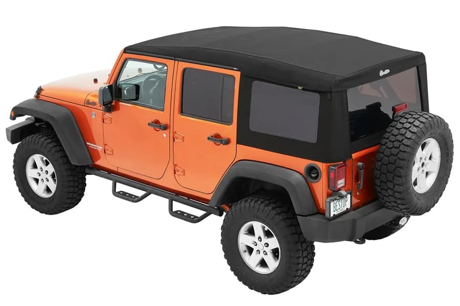 Supertop Ultra Squareback Soft Top For Jeep 2007-2018 Wrangler JK 4 Door Black Bestop