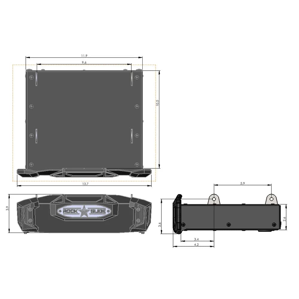 R-Step 9 Inch Wide For 2020-2023 Jeep Gladiator Bed Step Attachment Brackets Passenger Side Behind Rear Gas Motor Tire Rock Slide Engineering