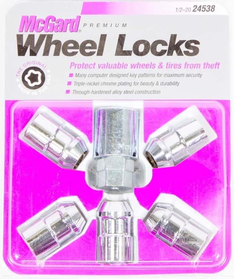 5lock Wheel Lock Set 1/220 Nut Cone Seat Dual 3/4 &13/16 Hex 1.46 in Oal Chr