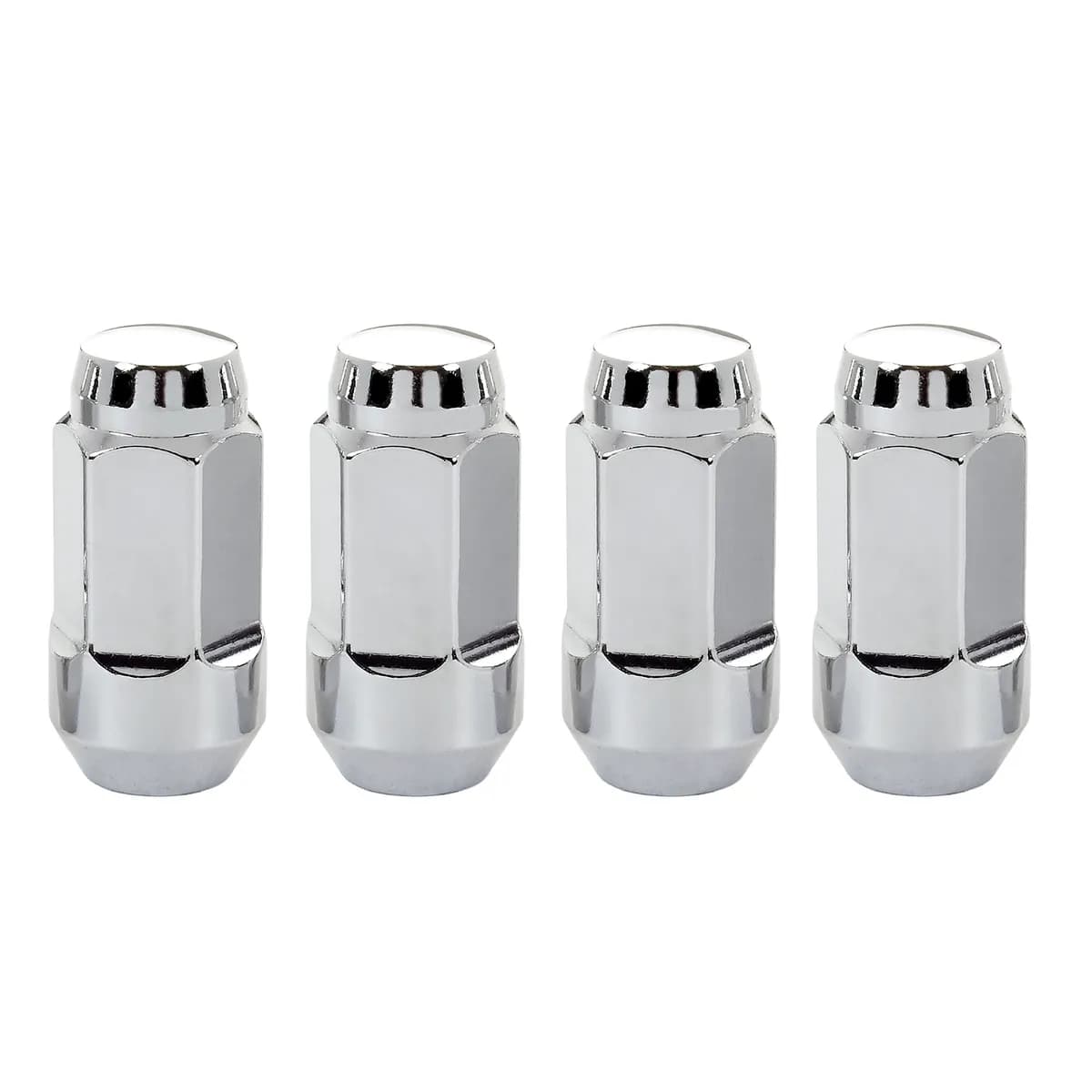 Hex Lug Nut M14x1.5 Cone Seat Bulge 13/16 Hex 1.945 in Oal Chrome (4 Pk)