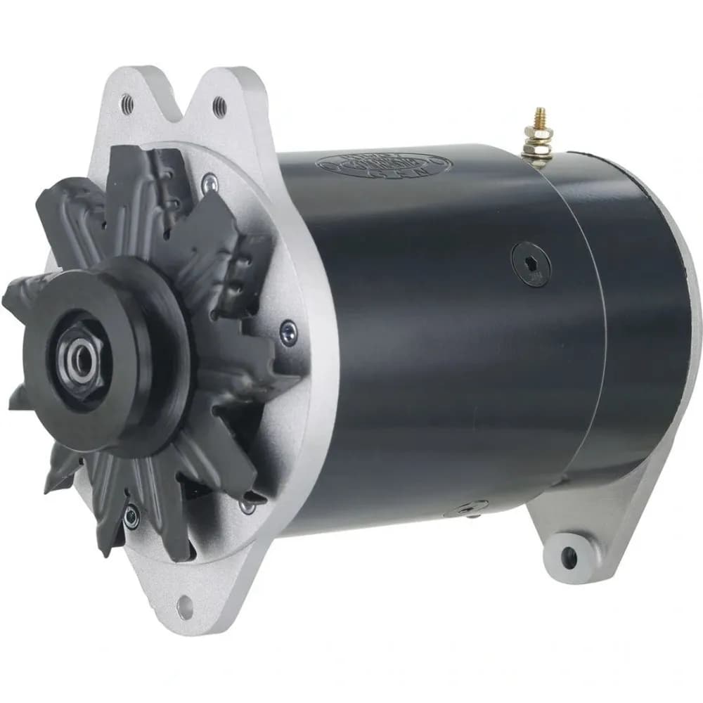 PowerGEN Alternator; 90 Amp; 12 Volt; 6.68 in. Mount; w/Lamp Terminal; For 3/8 in. Belt; Black Finish;