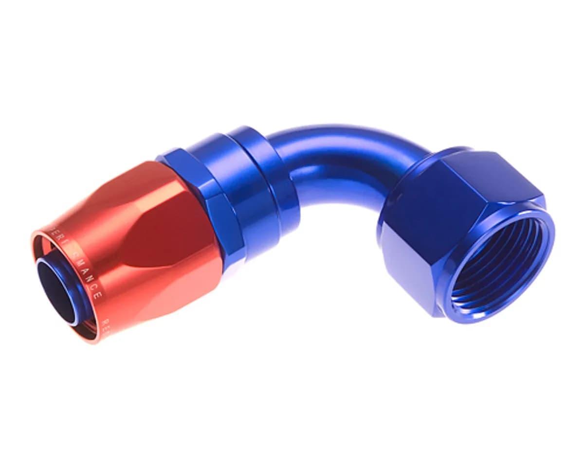 16 90 Degree Female Aluminum Hose End Red&blue