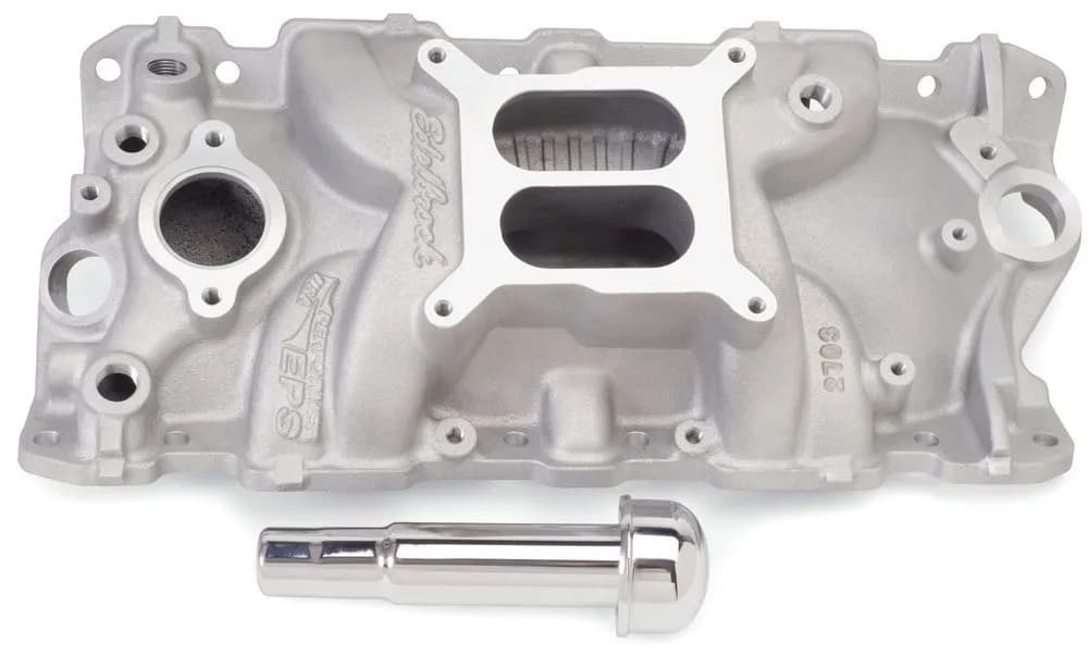 Intake Manifold; Performer EPS with Oil Fill Tube and Breather for Small-Block Chevy