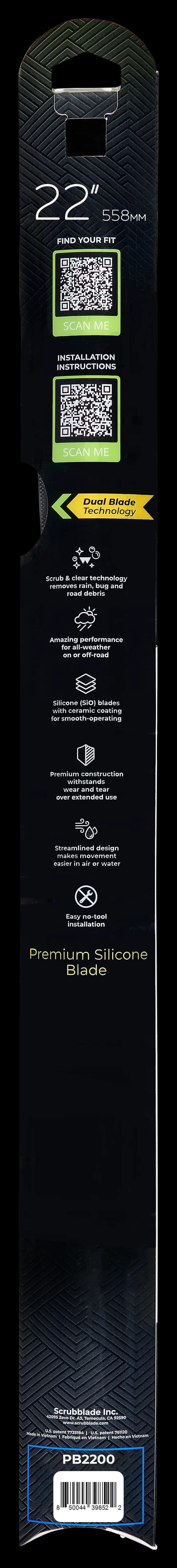 Scrubblade - 22 550mm Black Edition Silicone Wiper Blade - PB2200