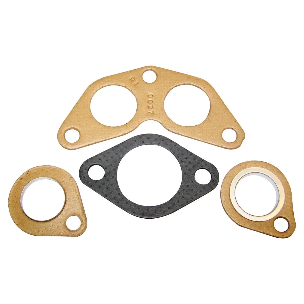 1952-1963 M38A1;1953-1968 CJ-3B;1955-1971 CJ-5;1955-1971 CJ-6;w/ 4-134 F-Head Engine; Exhaust Gasket Set;Includes Center Gasket Outer Gaskets and Downpipe Gasket