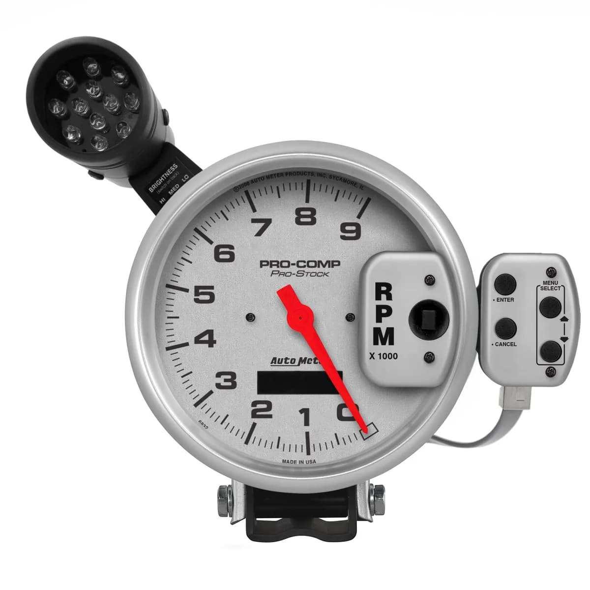 5in. Tachometer; 0-9000 Rpm; Pro-Stock Pedestal W/Super Lite/Peak Mem; Ultra-Lite