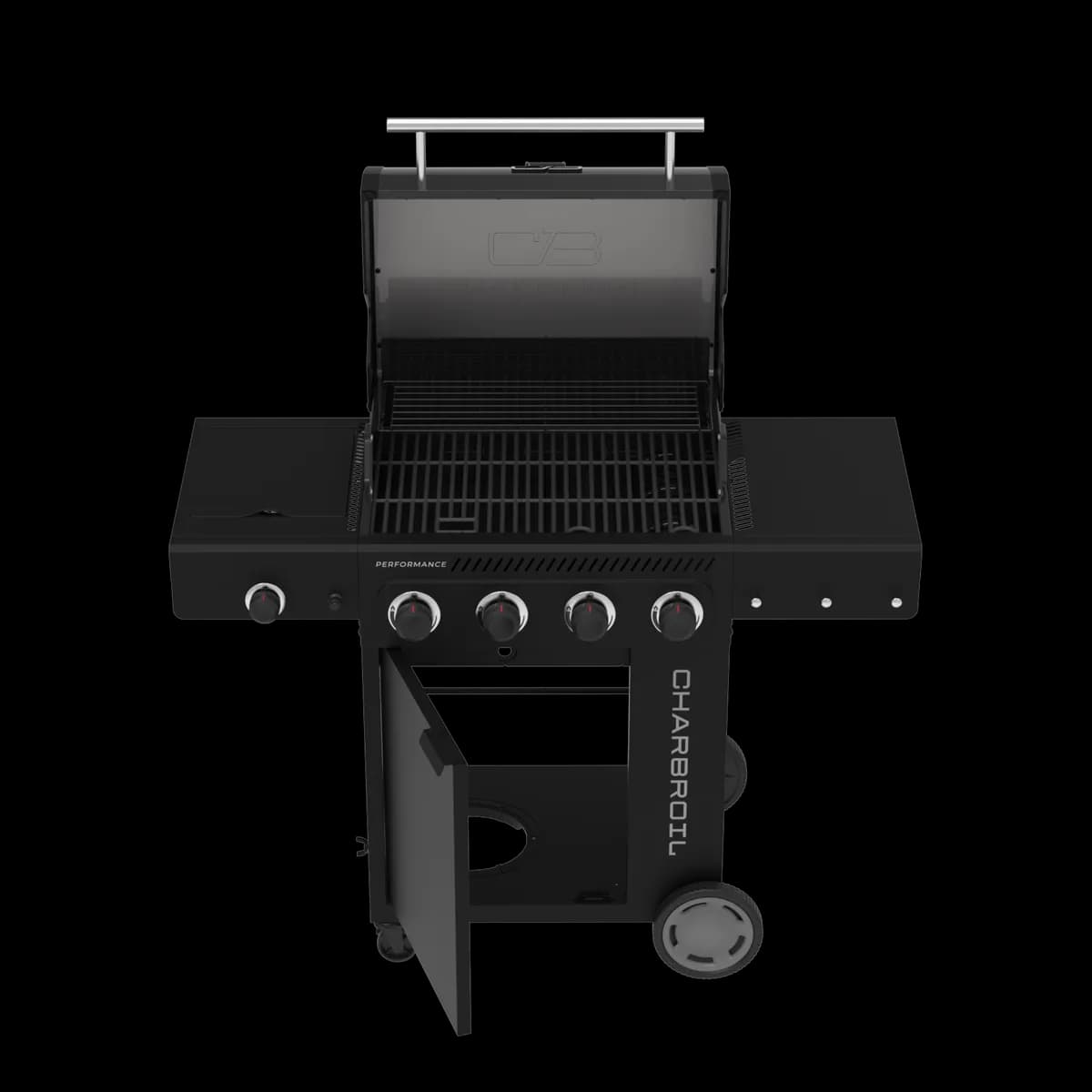 Performance Series™ FlavorMax™ 4 Burner Gas Grill Cabinet with Side Burner Black Stainless