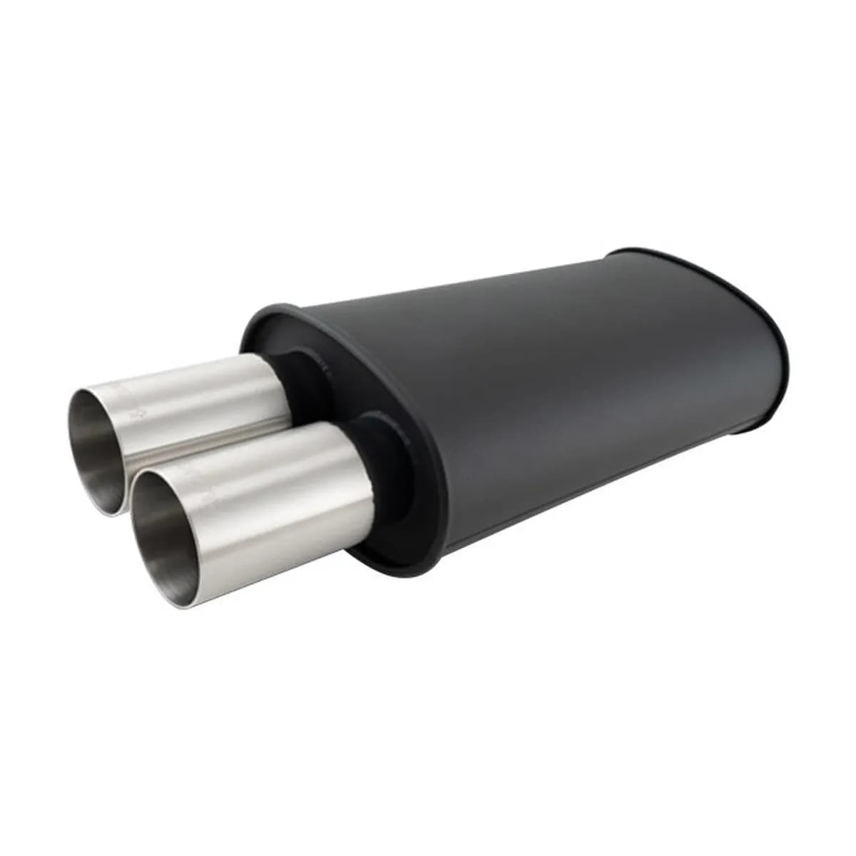 Vibrant - 12320- Streetpower Flat Black Oval Muffler With Dual 304ss Brushed Tips; Inlet Id: 2.50 In. Tip Od: 3.00 In.; Muffler Body Size: 9 Inw x 5 Inh x 15 Inl; Tip Location: Center of End Cap