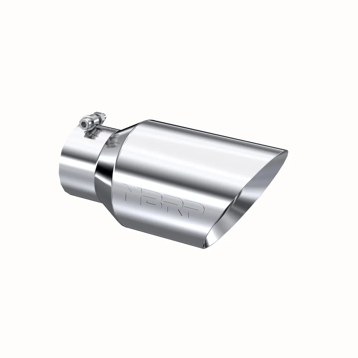 Armor Pro Exhaust Tip; 4 in. Inlet Diameter; 6 in. Outlet Diameter; 12 in. Length; Dual Wall; Angled; T304 Stainless Steel; Mirror Polished;