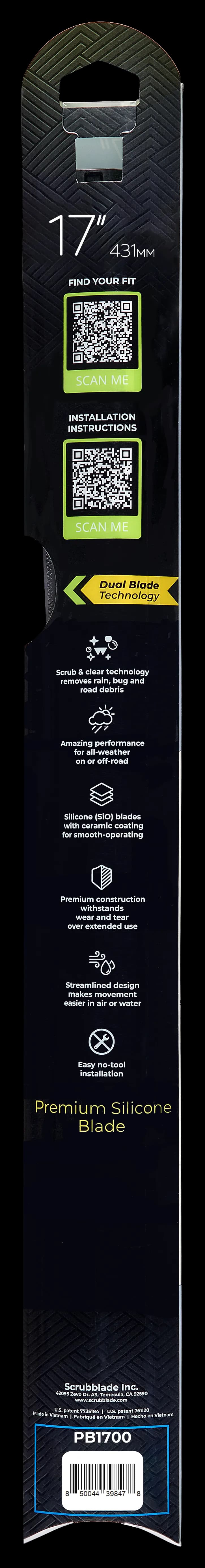 Scrubblade - 17 430mm Black Edition Silicone Wiper Blade - PB1700