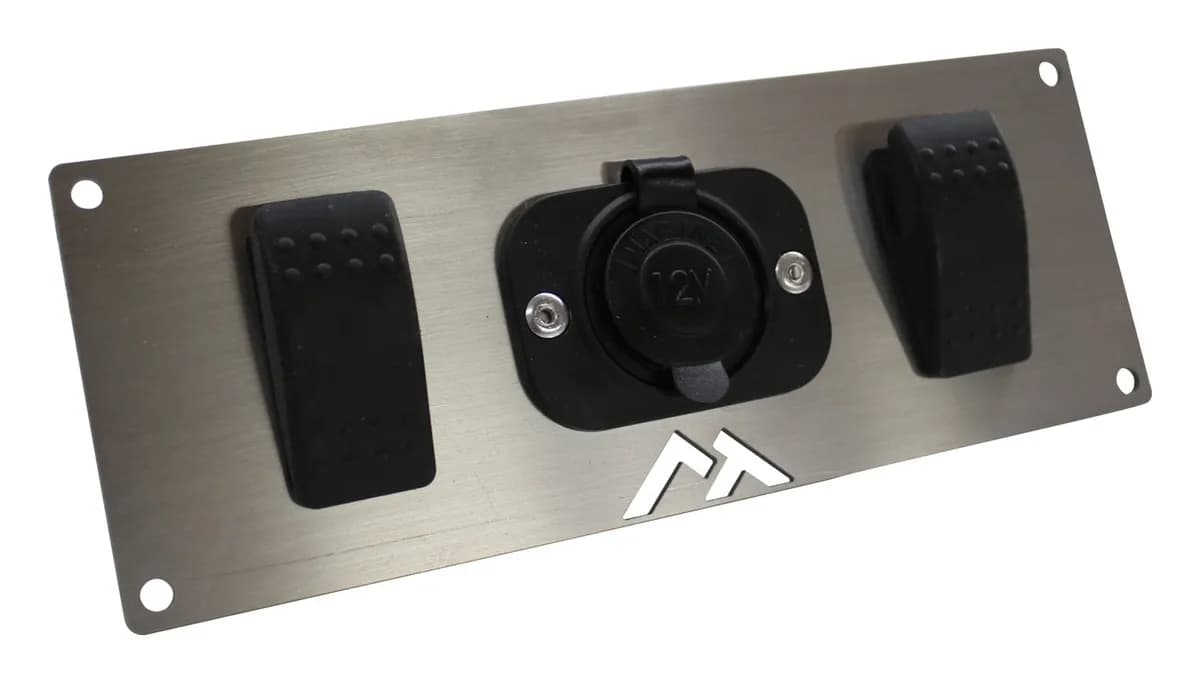 Switch Plate w/ 1 Power Socket And 2 Rocker Switches For Universal Applications