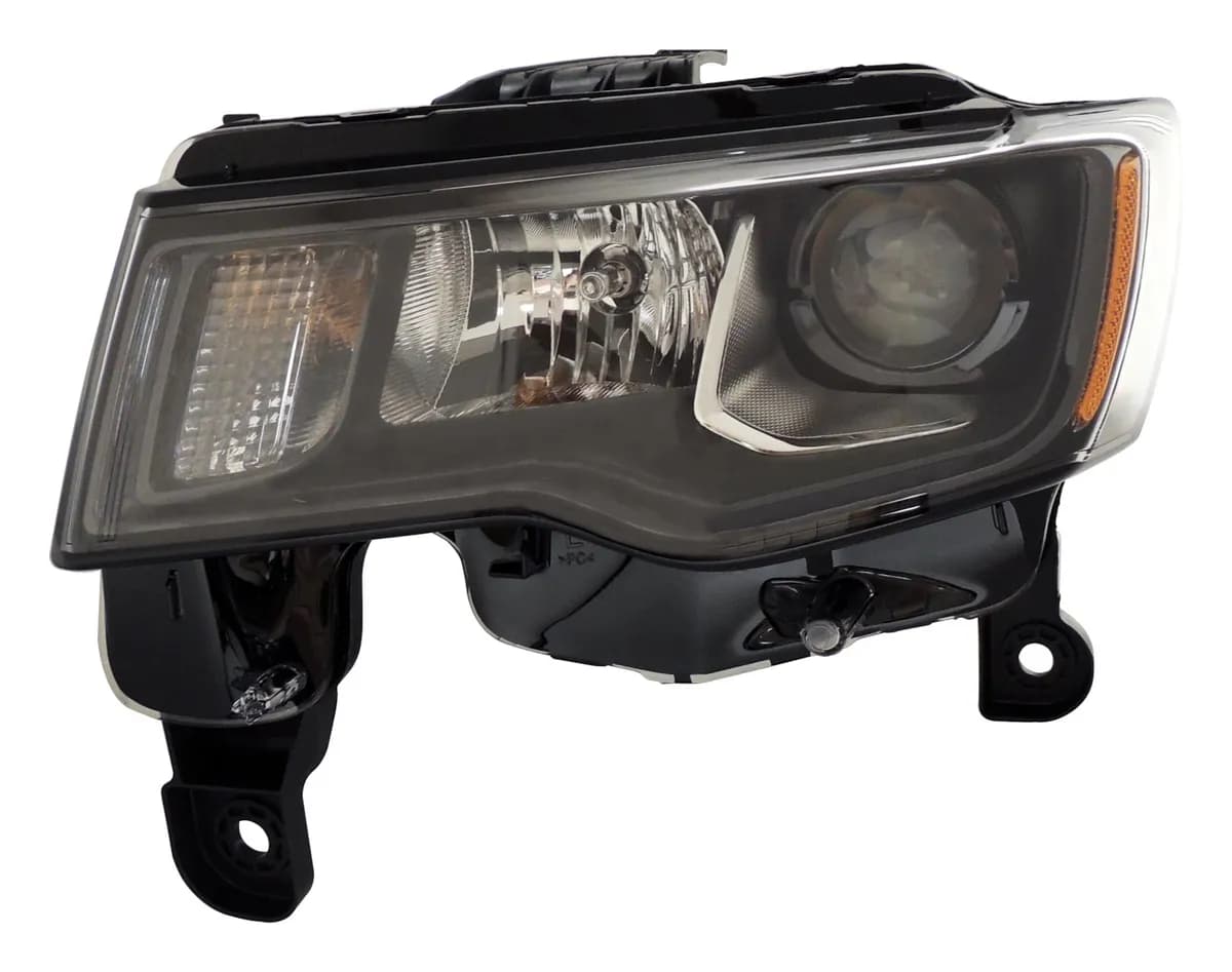 Headlight for 2016-2019 WK Grand Cherokee w Halogen Headlights w Dark Bezels Left Headlight Assembly and bulbs