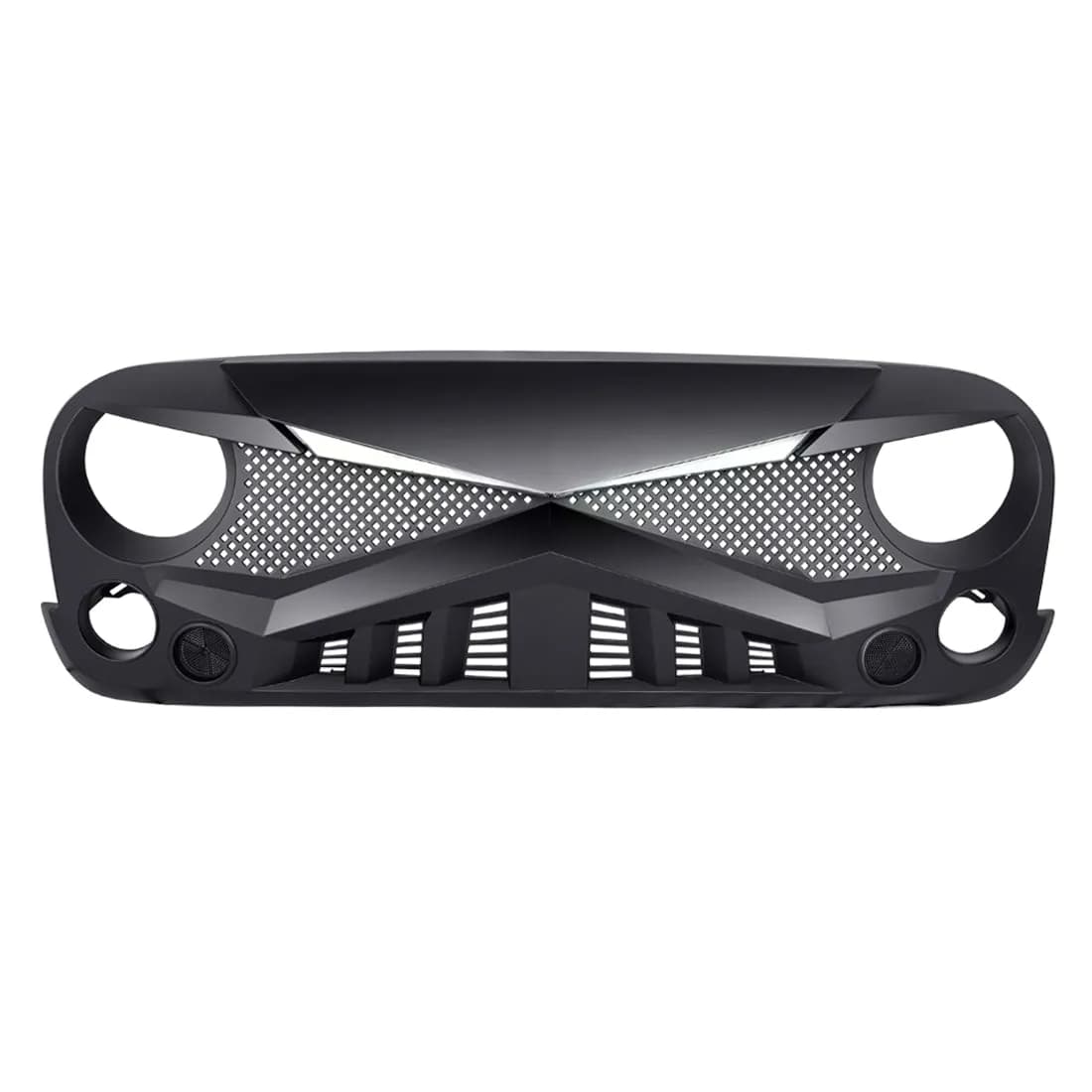 Hawke Grille W/ DRL Turn Signal Lights - Matte Black For 07-18 Jeep Wrangler JK