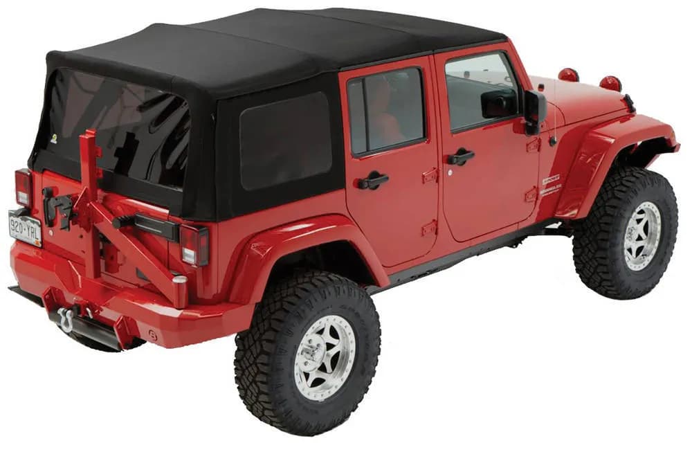 Jeep Soft Top Supertop Squareback Soft Top For Jeep 2007-2018 Wrangler JK 4 Door Black Premium Twill Bestop