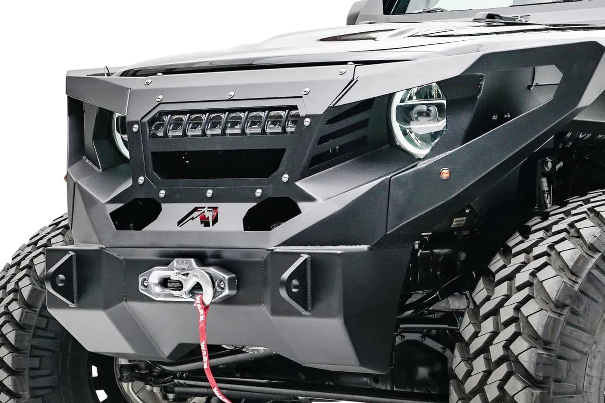 Grumper Light Bar Mount; 20 In. Light Bar; 11 Gauge Steel Construction; 2 Stage Matte Black Powder Coat w/Epoxy Primer;
