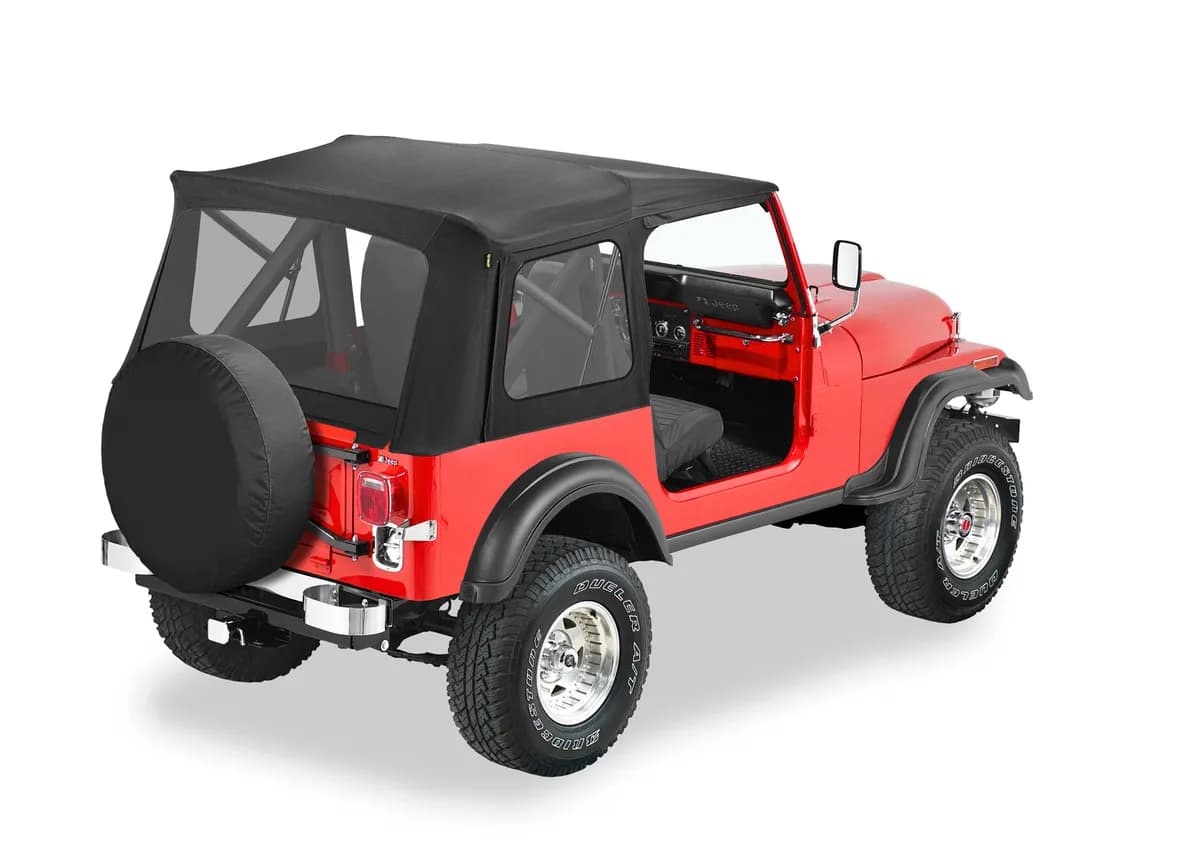 Black Crush Supertop Classic Supertop Classic Replacement Soft Top Jeep 76-95 CJ7 & Wrangler; No doors included; Clear side and rear windows