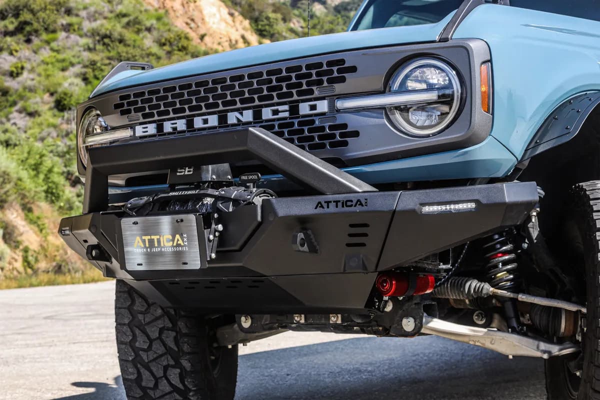 Attica 4x4 Terra Series Front Bumper Skid Plate - Black - Powder Coated - Steel - Bronco