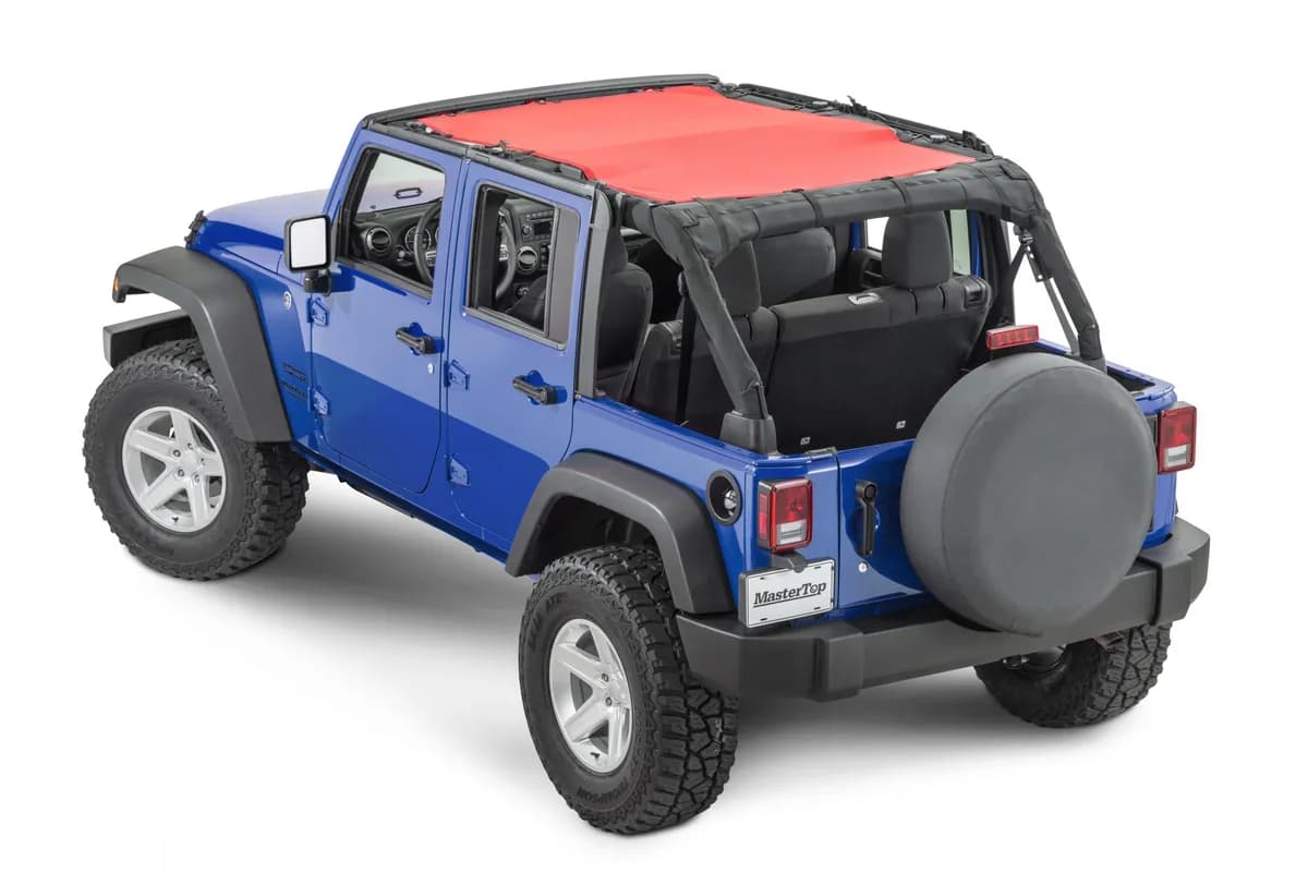 Jeep JK Mesh Bimini Top ShadeMaker Plus For 07-18 Wrangler JK 4 Door Red MasterTop