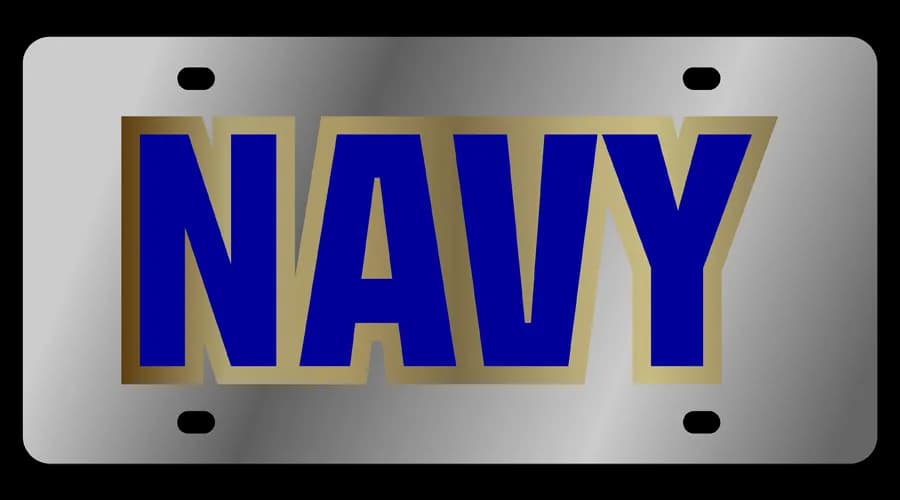 Navy Gold Outline Dark Blue Fill ss Plate