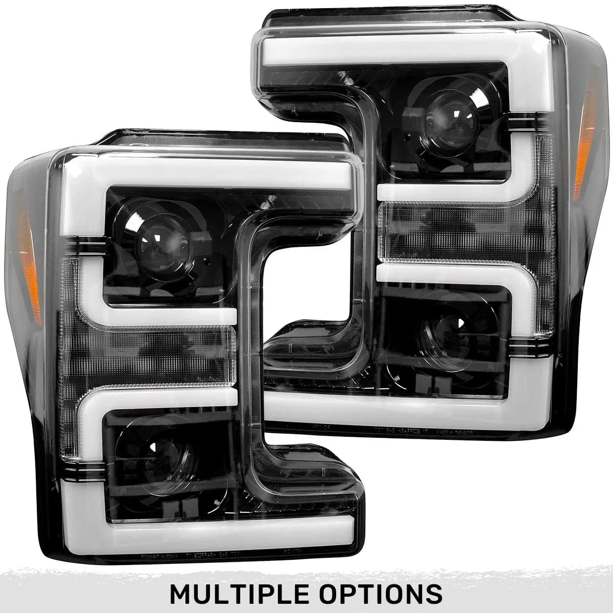 Ford Superduty 17-19 F250f350f450f550 Projector Headlights w Ultra High Power Smooth White Oled DRL And High Power a