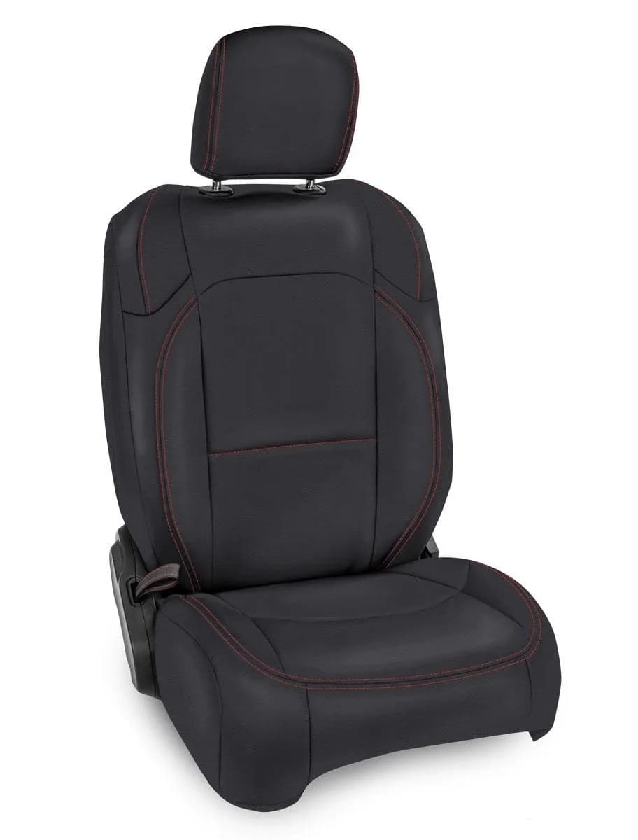 Front Seat Covers for Jeep Wrangler JLU 4 Door Jeep Gladiator JT with Pocket Back Pair Black with Red Stitching PRP Seats