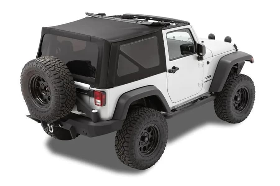 Replace-A-Top for OEM Hardware For Jeep 2007-2009 Wrangler JK 2 Door Tinted Black Premium Twill No Door Skins Included Bestop