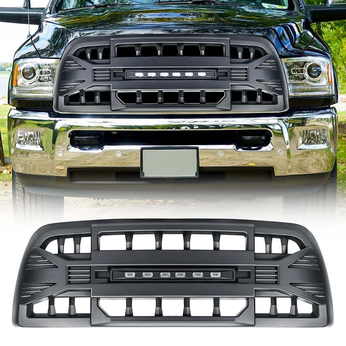 American Modified Amdeba00143 Armor Grille With LED Off-Road Lights - Matte Black