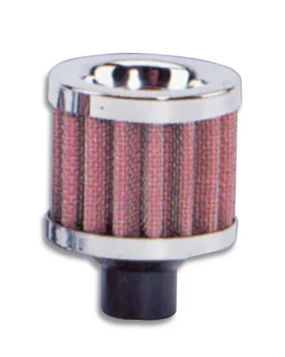 Crankcase Breather Filter w/Chrome Filter Cap; 0.5 in. ID; 2.1875 in. Filter OD; 3.125 in. Overall H;