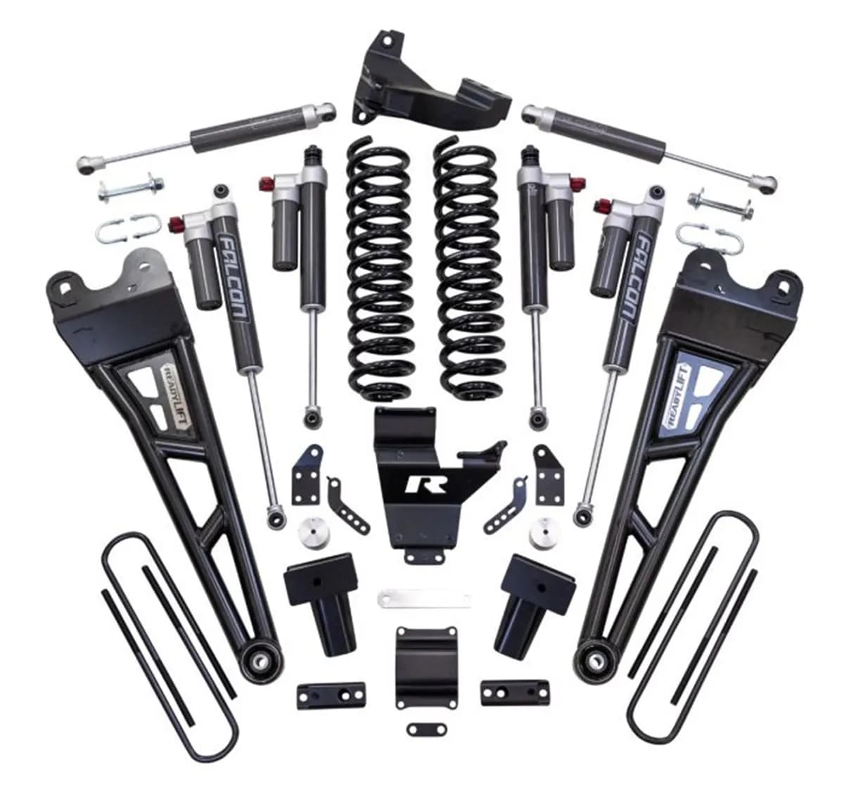 4ft. Coil Spring Lift Kit with Falcon 3.3 Front/Rear Shocks; Radius Arms; Dual Steering Stabilizer; and Front Track Bar Bracket