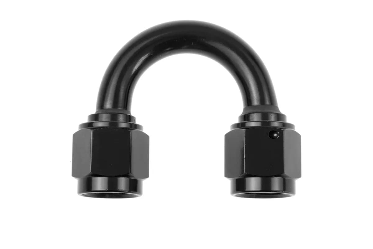 06 an Female to 06 an Female 180 Deg Swivel Coupler Black
