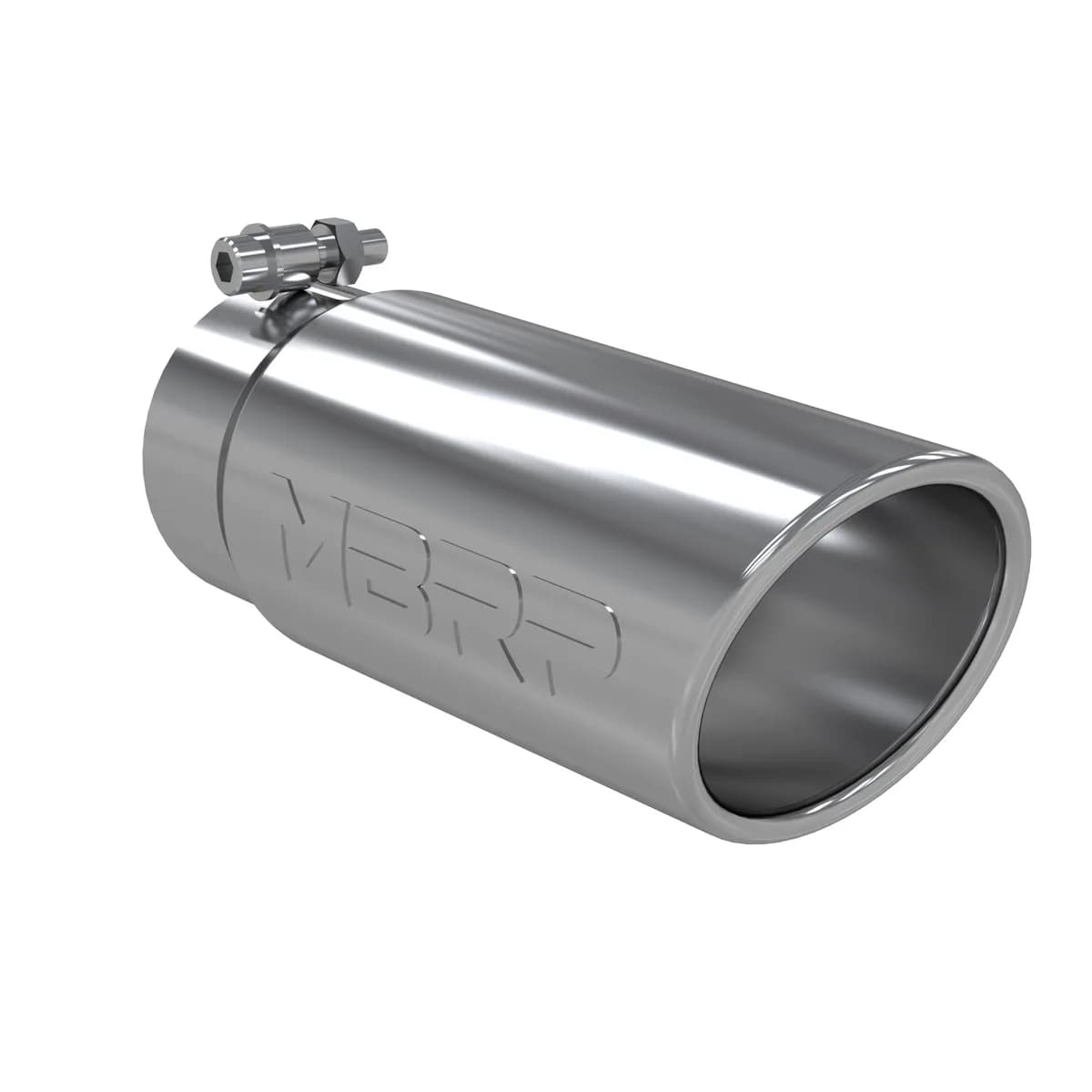 Armor Pro Exhaust Tip; 3.5 in. Inlet Diameter; 4 in. Outlet Diameter; 10 in. Length; Angled Rolled Edge; T304 Stainless Steel; Mirror Polished;