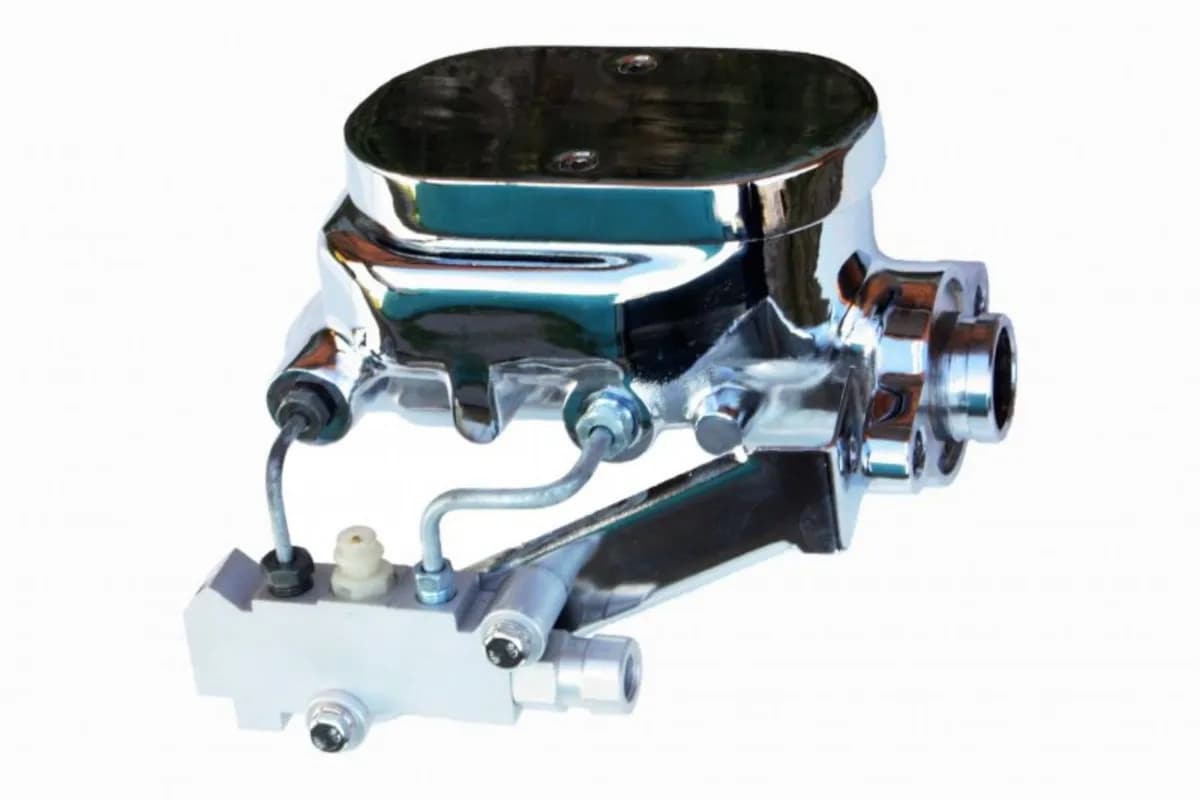 Leed Brakes M_6B4 Master cylinder kit 1-1/8 inch bore chrome flat top with disc/disc valve