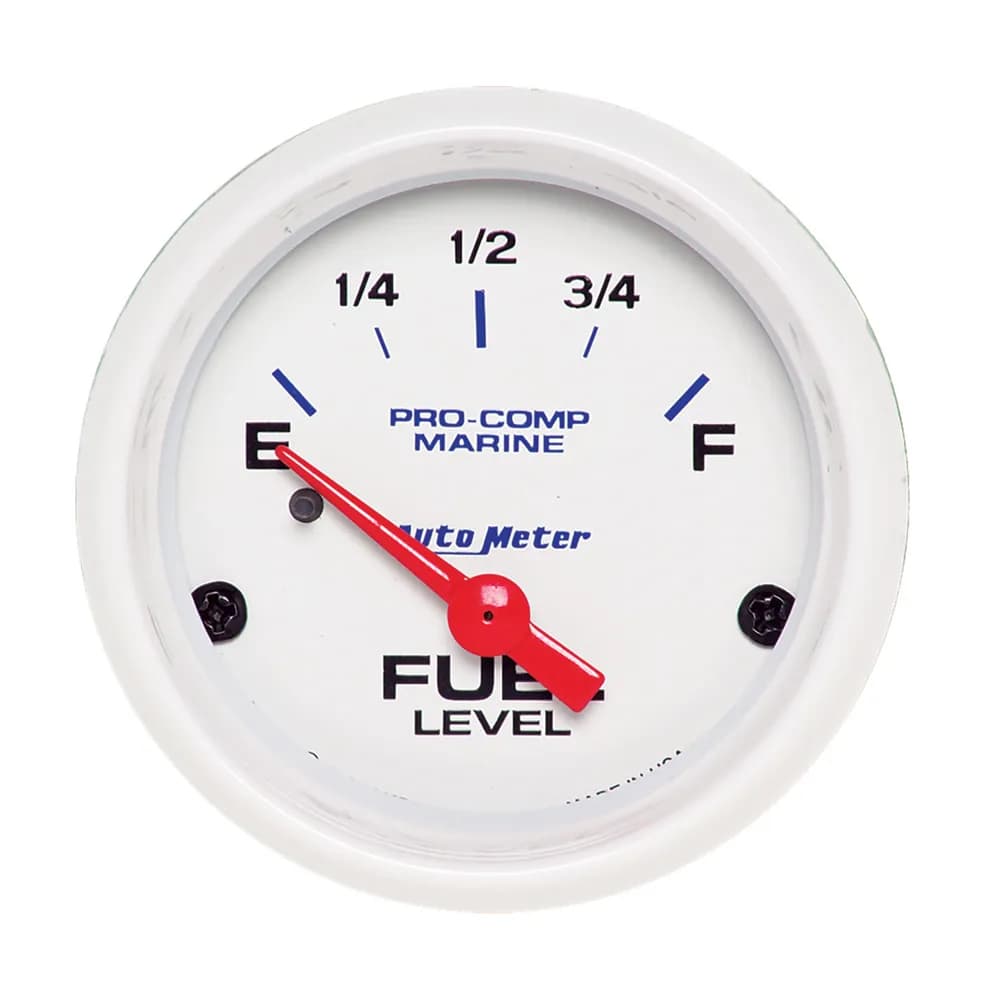 Gauge, Fuel Level, 2 1/16", 240oe to 33of, Elec, Marine White