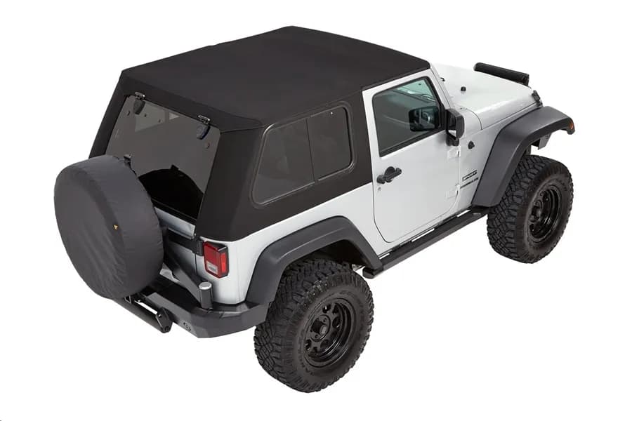 Trektop Pro Hybrid Slantback Soft Top For Jeep 2007-2018 Wrangler JK 2 Door Black Bestop
