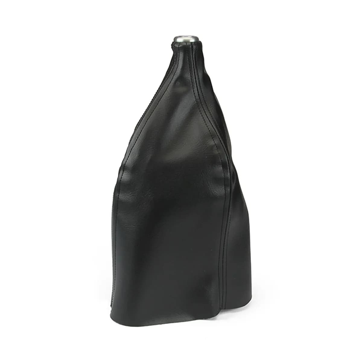 Hi-Top Rectangular Boot; Billet Aluminum Boot Bezel; 3/8 in.; 24 Thread Brushed Finish w/Black Rectangular Vinyl Boot; No Boot Ring For The Floor;
