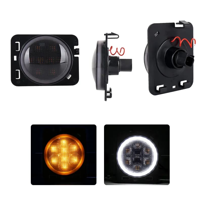0617 Wrangler JK Side Fender Amber LED Light Kit W/White Halo