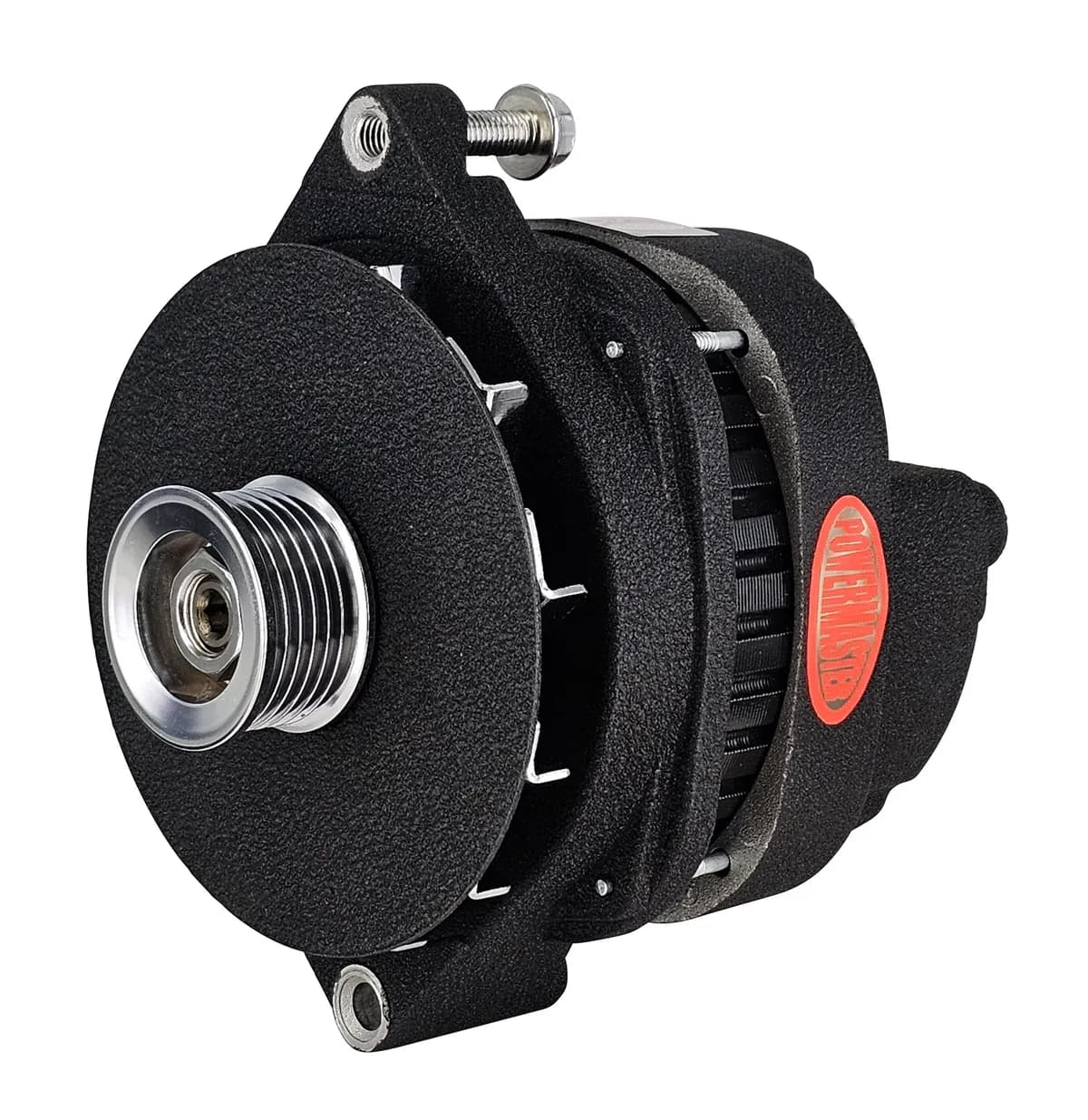 XS Volt™ Racing Alternator; CS144; 300 Amp; 140 Idle; Straight Mount; Black Wrinkle;