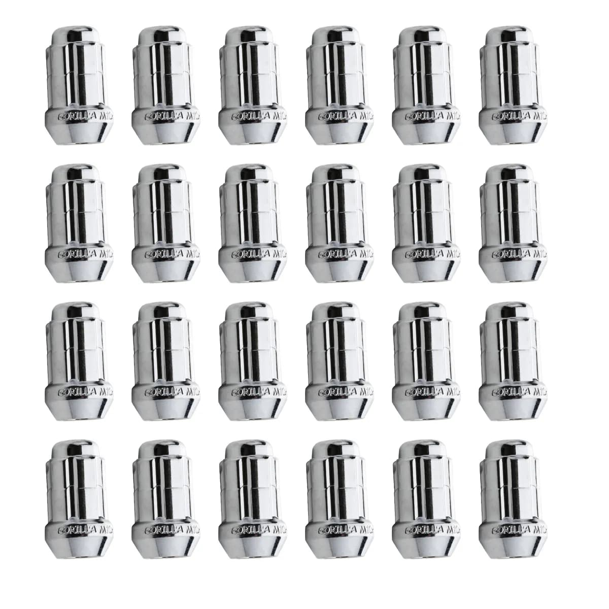 Small Diam Spline Acorn Lug Nuts 3/4&13/16 Key 1/2-20 Chr Set of 24 K6CS-0012GR