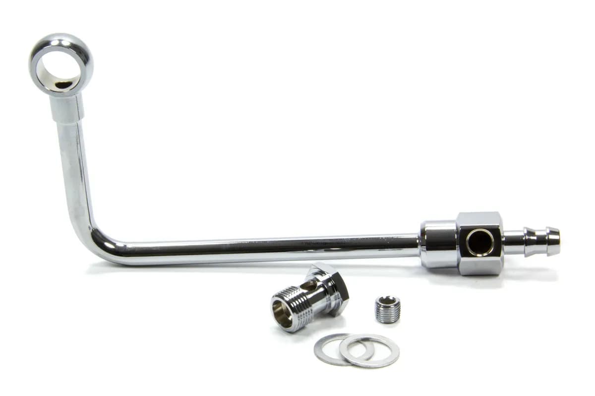 Edelbrock 8126 Chrome Steel Fuel Line With 3/8 Barbed End Inlet Without Fuel Filter