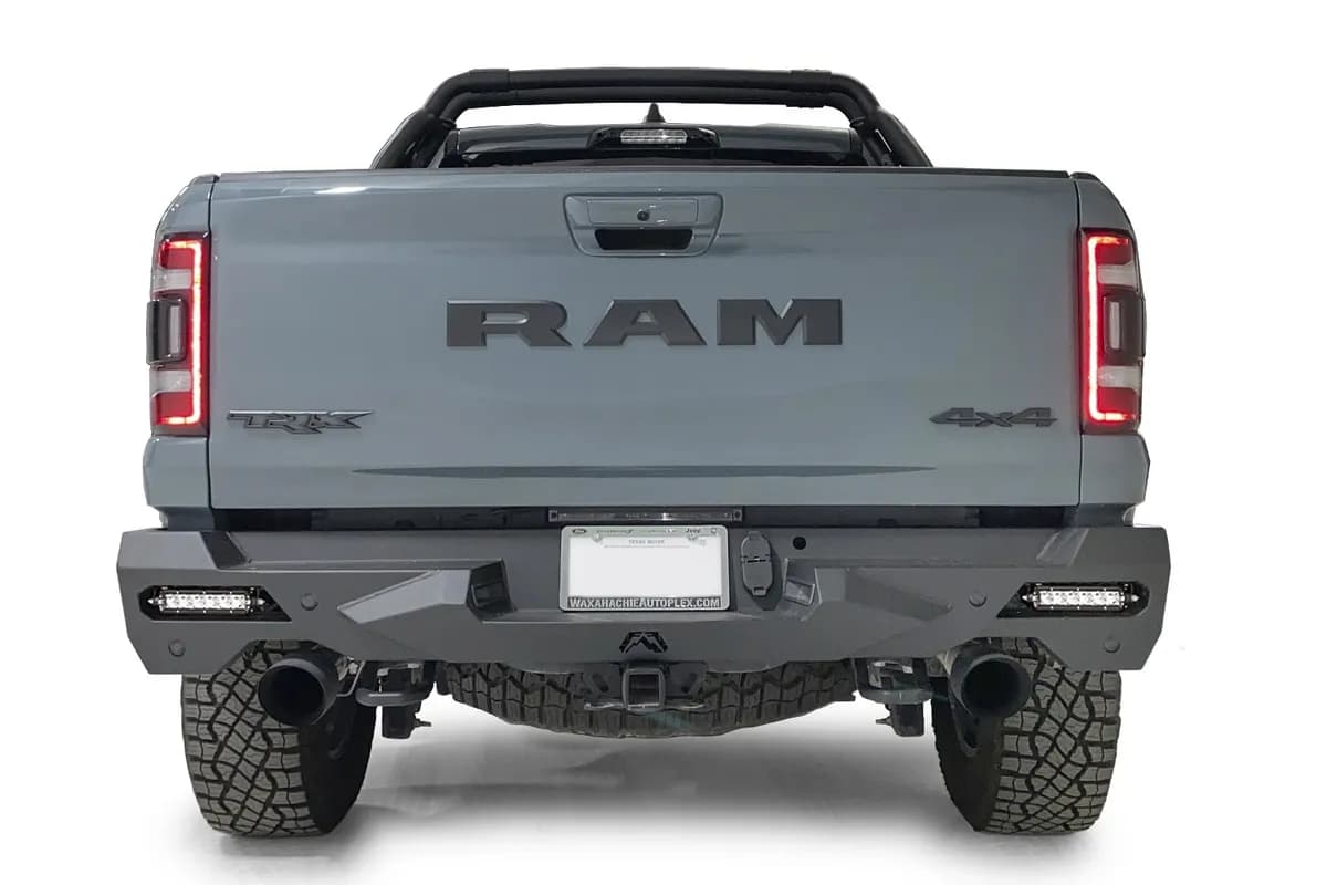 Vengeance Rear Bumper; Receiver Hitch; Wiring Locations; Sensor Compatible; 2 Stage Matte Black Powder Coat;