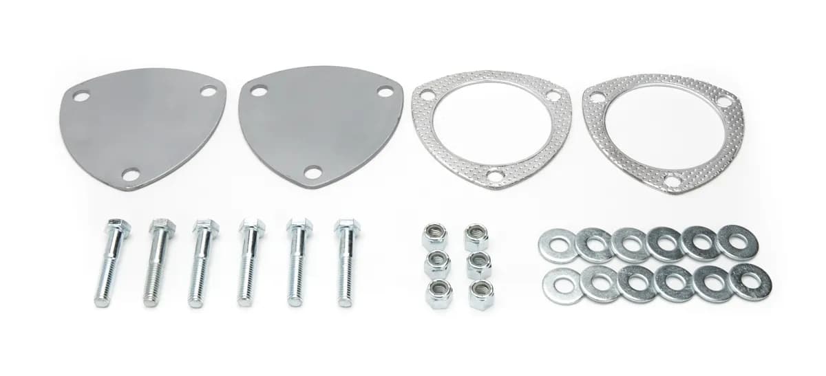 Exhaust Flange Dump Plate Kit 3 in Hardware Incl Natural 304 Stainless Steel Pypes Exhaust