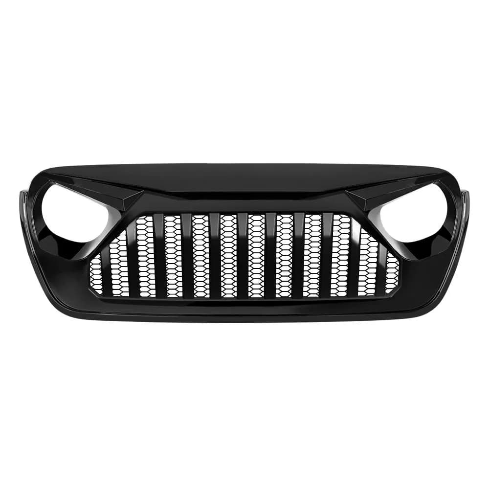 Vader Grille W/ Mesh - Glossy Black For 18+ Jeep Wrangler JL & Gladiator JT W/O Trailcam