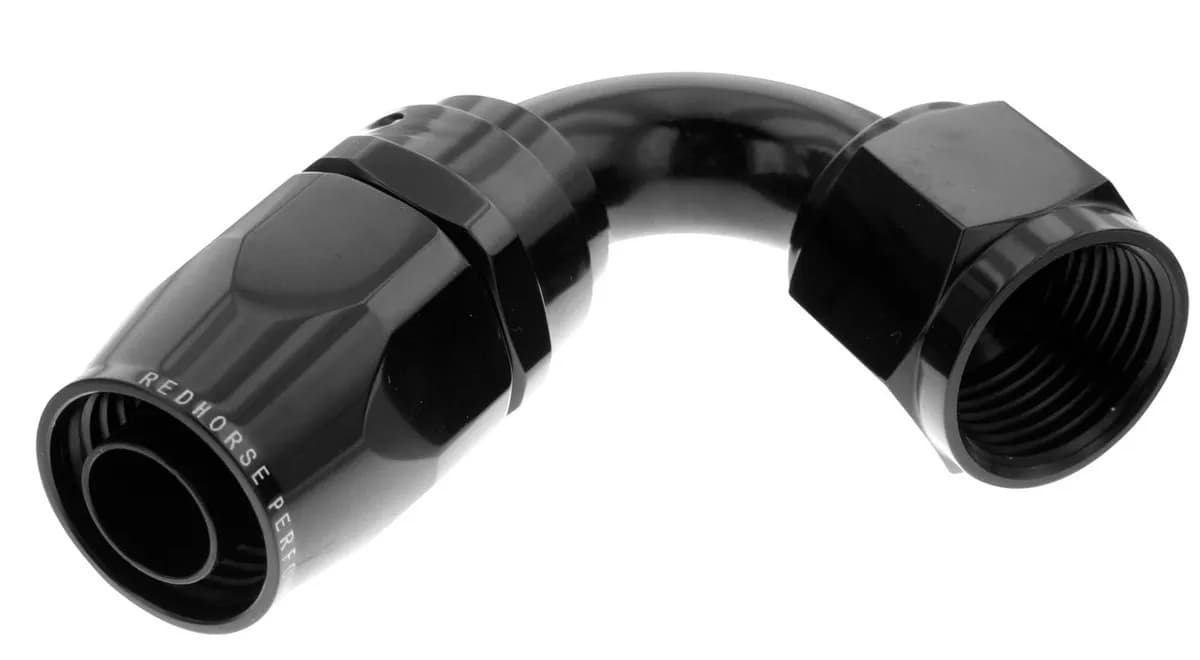 06 120 Degree Female Aluminum Hose End Black