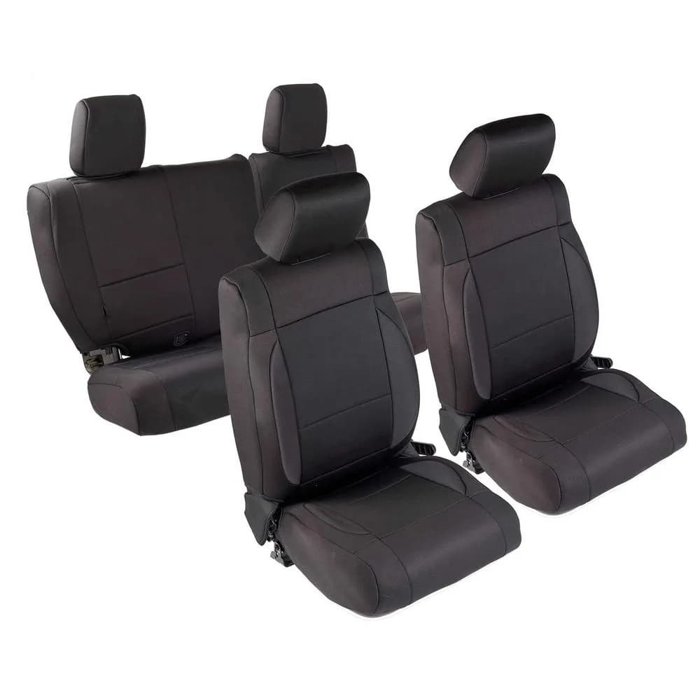1318 Wrangler JK 4 DR Neoprene Front And Rear Seat Cover Set; Black