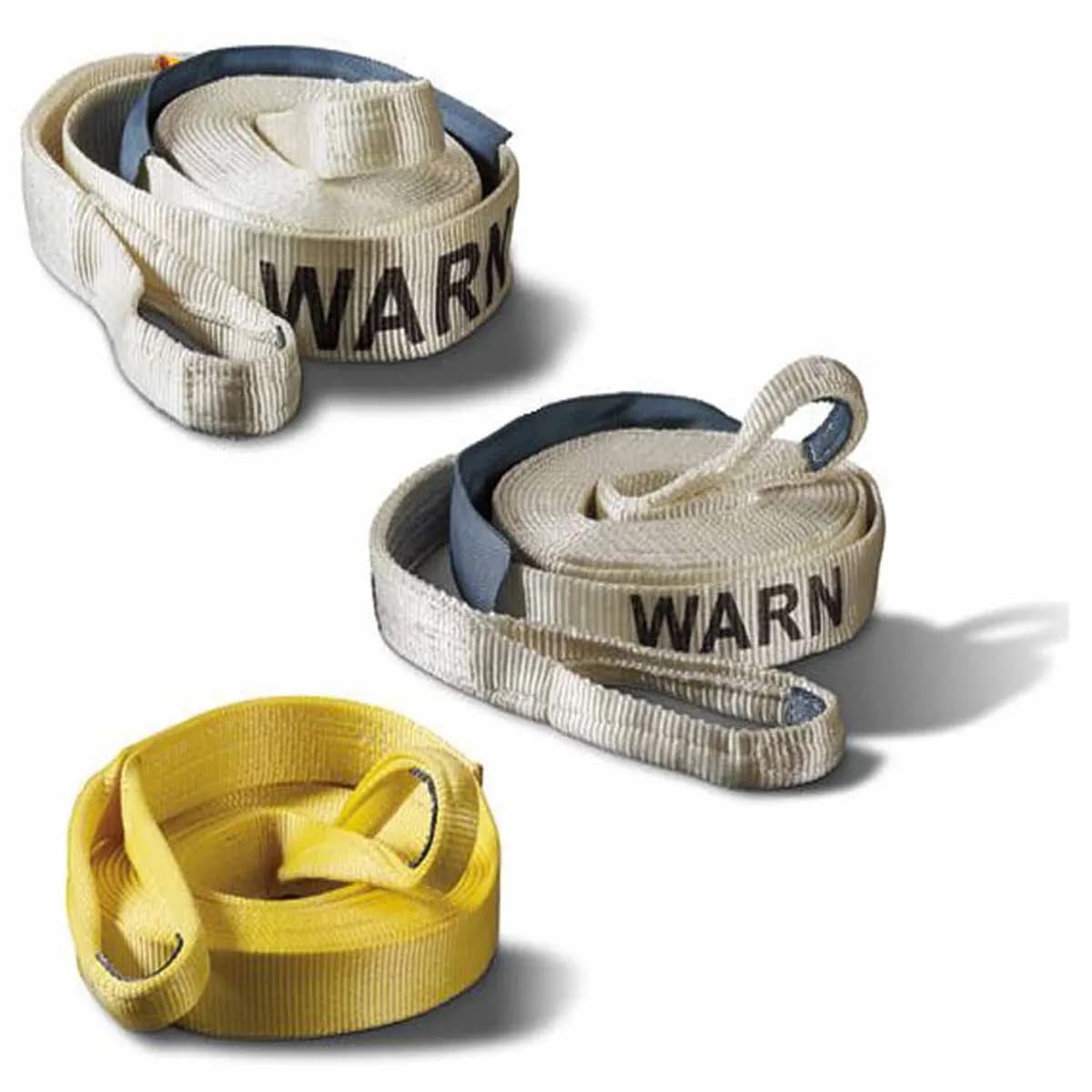WARN - 2 Inch Width x 30 Foot Length; Rated to 14400 Pounds; With 18 Inch Nylon Sliding Sleeve; White; Nylon Webbing
