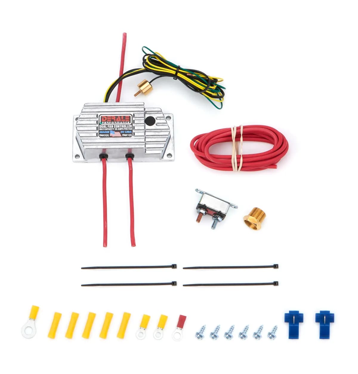Derale 16789 High Amperage Adjustable Dual Electric Fan Controller, 3/8 NPT Thread In Probe