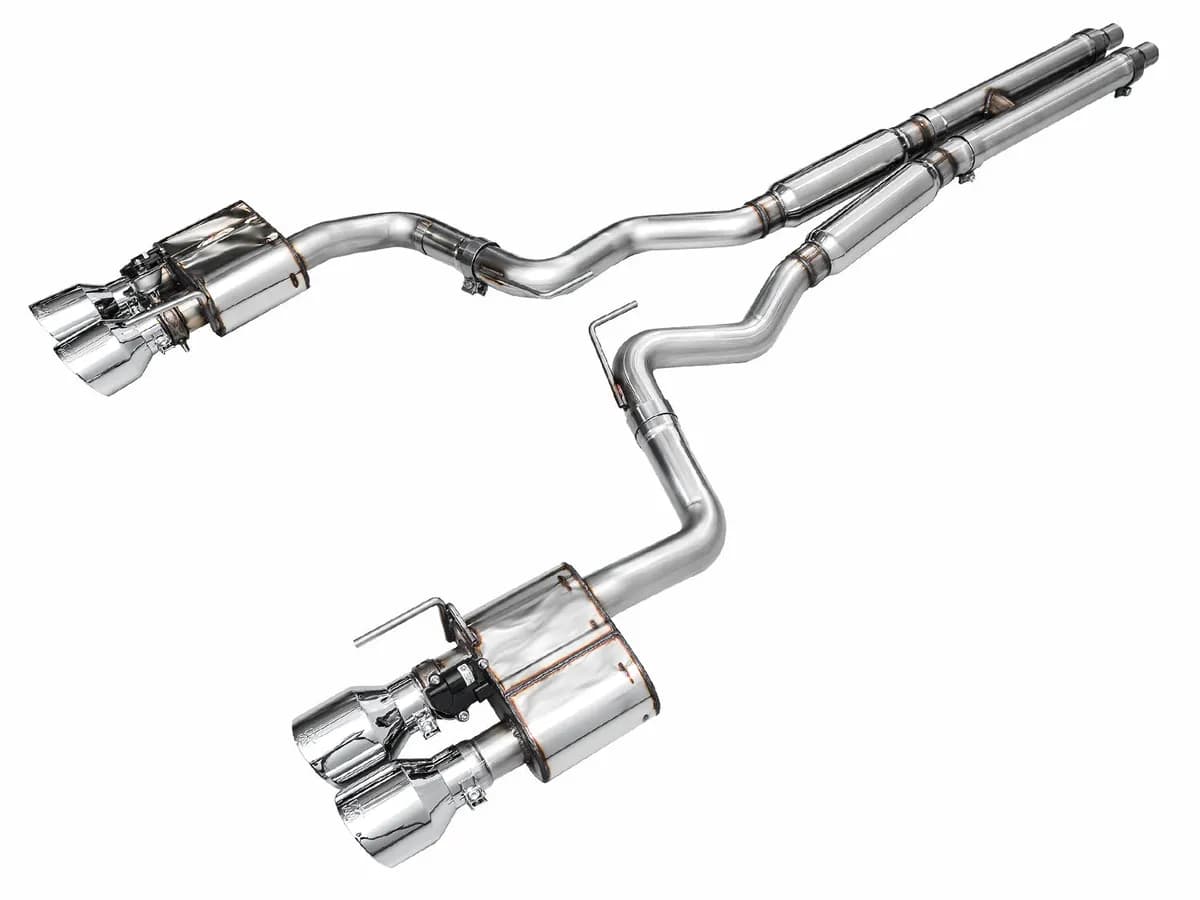 AWE SwitchPath Exhaust for Ford Mustang S550 Mach1 - Quad Diamond Black Tips 3025-43551