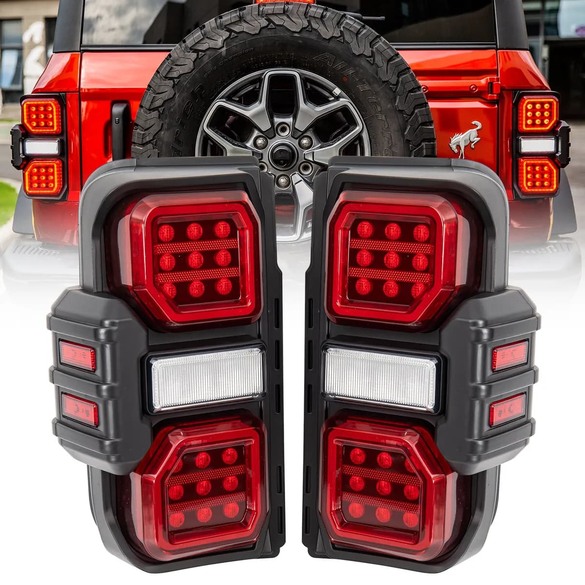 Raptor Style LED Tail Lights W/ Starting Animation For 21+ Ford Bronco ( Excluding Raptor, Sport )