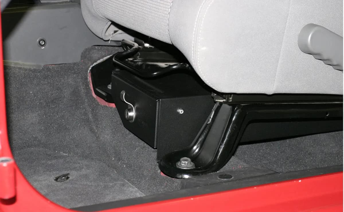 Front Driver Side Underseat Drawer - '07-18 Wrangler JK 4-Door; '07-11 Wrangler JK 2-Door w/o Flip Seat (Black; Standard Key)