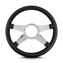 Lecarra Mark 9 Standard Steering Wheel; Black; Polished Spokes; 14 in. Standard Grip;